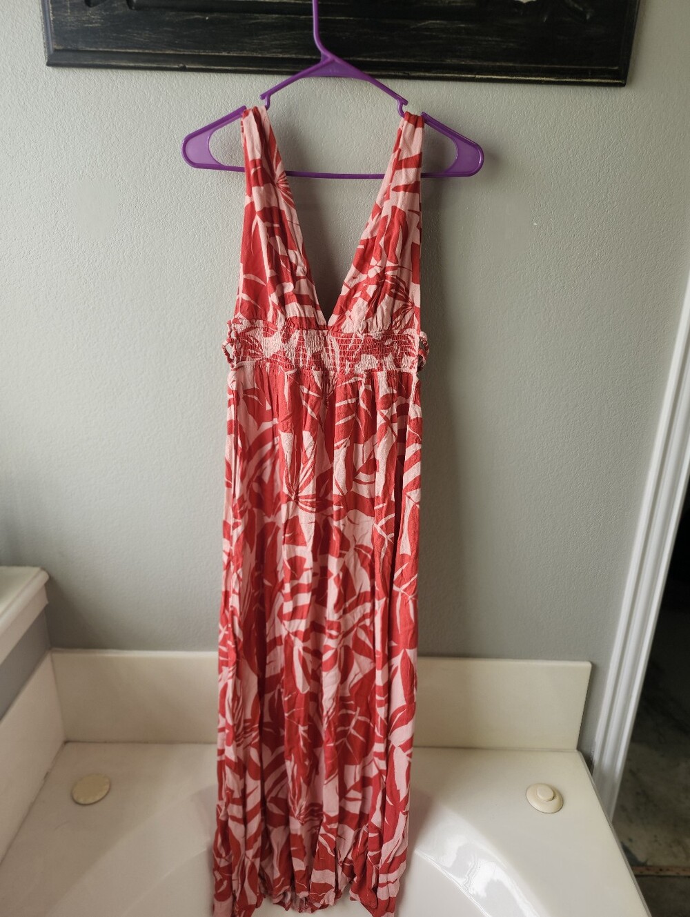 Red and White Patterned Maxi Dress